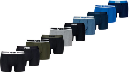 PUMA Boxershorts Placed logo 10-pack Multicolor-L Zwart