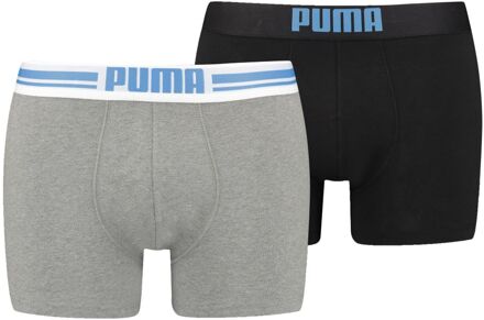 PUMA Boxershorts Placed Logo 2-pack Mid Grey / Regal Blue-L Blauw,Grijs