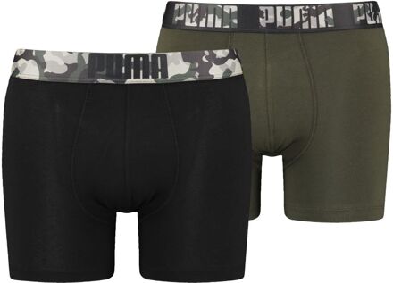 PUMA Boxershorts Print 2-pack Black / Forest Night-S Black/Forest Night - S