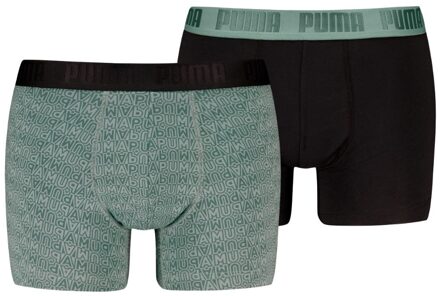 PUMA Boxershorts Printed 2-pack Dark Sage / Black-XXL Groen / Zwart - XXL