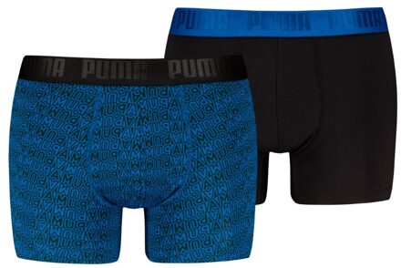 PUMA Boxershorts Printed 2-pack Royal Blue / Black-XL Blauw / Zwart - XL