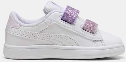PUMA Boy's Puma Junior Smash 3.0 Glitter Trainers in White pink Wit - EU 22 / UK 5