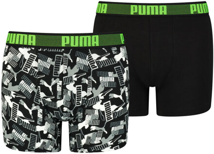 PUMA Boys Logo AOP Boxer Green Combo 2-Pack-146/152 Groen - 146/152