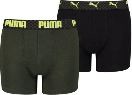 PUMA Boys Logo Grid Boxer - Jongens Ondergoed Groen - 122 - 128