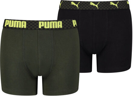 PUMA Boys Logo Grid Boxer - Jongens Ondergoed Groen - 146 - 152
