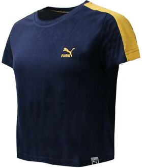 PUMA Classics Gestructureerd T-shirt Top Navy 575065 49 A16C - EU 42 / UK 8