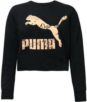 PUMA Classics Logo Crew Sweatshirt Grafisch Logo Zwart 595906 71 - XS