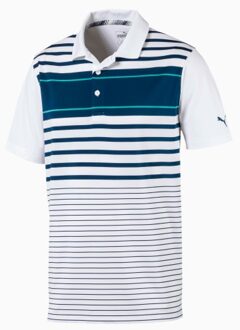 PUMA Cobra Spotlight Gestreept Collared Sport Golf Poloshirt 577882 16 Wit