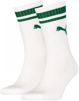 PUMA crew heritage stripe 2p unisex - Sportsokken - Volwassenen - white / green - 39-42