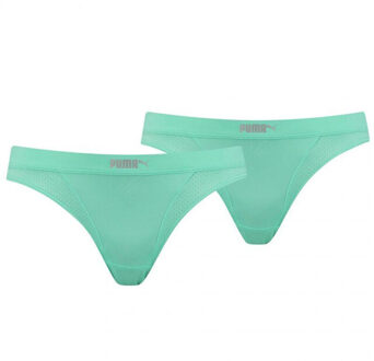 PUMA Dames 907632 micro mesh bikinibroekje (set van 2) Groen - XS