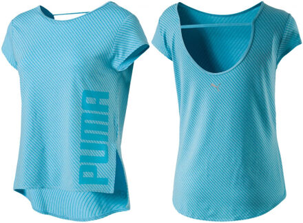 PUMA Dames Dancer Drape T-shirt Stripe Floaty Top 515121 06 - maat Blauw