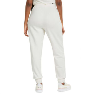 PUMA Dames ess+ geborduurde joggingbroek hoge taille - maat L Beige