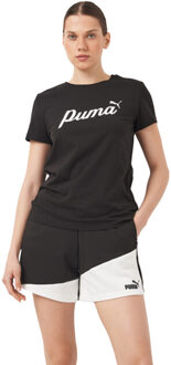 PUMA Dames ess+script t-shirt Zwart - S