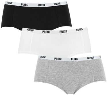 PUMA Dames Mini Short 3-pack - Wit/Grijs/Zwart - Maat XL