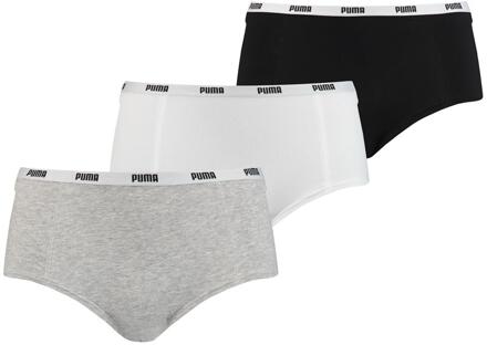 PUMA Dames Mini Short 3-pack - Wit/Grijs/Zwart - Maat XL