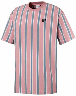PUMA Downtown Korte Mouw Crew Roze Blauw Roze Heren Gestreept T-shirt 595687 14