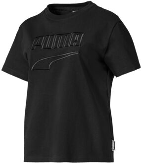 PUMA Downtown Tee Dames Zwart T-shirt Casual Logo Top 595691 01 - maat