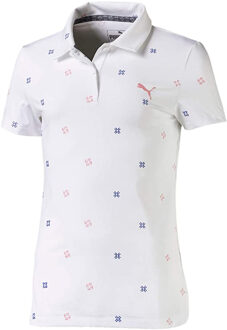 PUMA DryCell Ditsy Polo Shirt Korte Mouw Wit Meisjes Top 595453 01