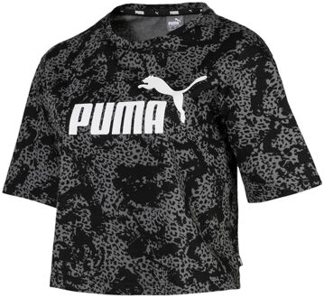 PUMA Elevated Essentials Cropped Logo AOP T-shirt Dames Top 580392 01 Zwart - M