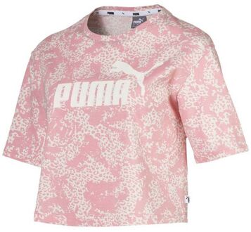 PUMA Elevated Essentials Cropped Logo AOP T-shirt Dames Top 580392 94 - maat Roze