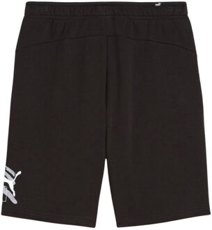 PUMA Ess+ grafische print logo heren shorts Zwart