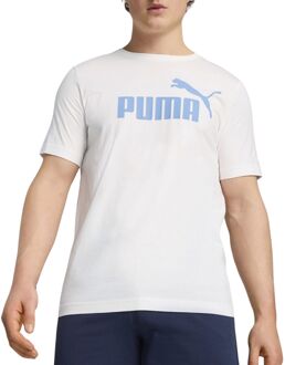 PUMA Essentials Logo Shirt Heren wit - lichtblauw - M