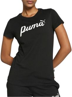 PUMA Essentials+ Blossom Script Shirt Dames zwart - wit - L