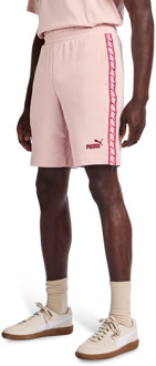 PUMA Essentials+ Tape Korte Broeken Heren - Roze - Maat S - Katoen French Terry Pink