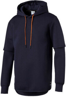 PUMA Evo Layer Top Navy Blauw Oranje Heren Pullover Hoody 571644 08 A61E - maat