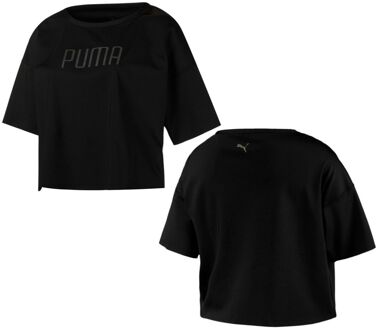 PUMA Explosive Cut-Off Crop Top Crew Neck Dames T-shirt Zwart 516736 01 A13B