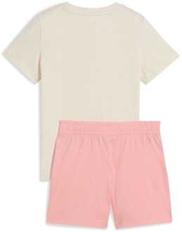 PUMA Girl's Puma Infant Essential Logo T-Shirt & Shorts Set in White pink - maat 2-3J / 92-98cm Wit