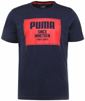 PUMA Grafisch Logo Korte Mouw Crew Hals Navy Blauw Heren T-shirt 852395 06