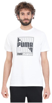 PUMA Grafisch Logo Wit T-shirt Puma , White , Heren - Xl,L,M,S