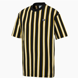 PUMA Heren Downtown Stripe T-shirt Casual Zwart T-Shirt 595687 01 - maat