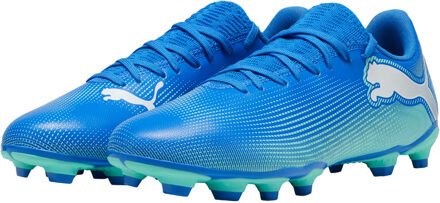PUMA Heren Future 7 Play Stevige Grond Voetbalschoenen (Blauw/Wit)