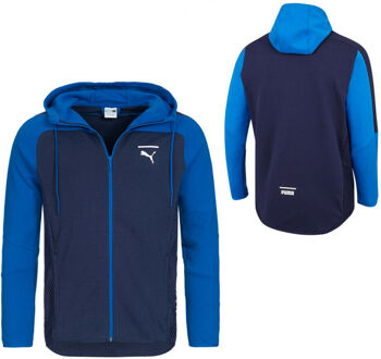 PUMA Heren NET Full Zip Colour Block Hoodie Sweatshirt Jas Navy 577173 03 - maat S