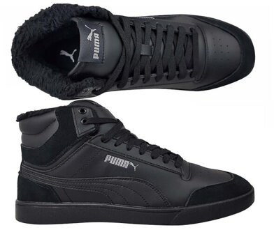 PUMA Heren shuffle ecologisch leren halfhoge winterlaarzen Zwart - 44,5