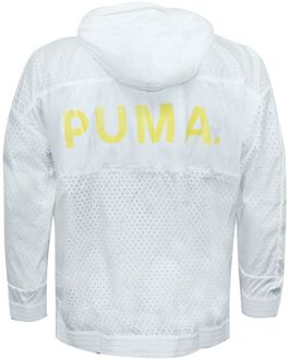 PUMA Heren Zip Up Geperforeerd Windjack Hooded Track Top 568014 02 Wit