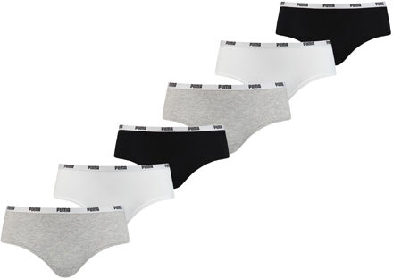PUMA Hipster Dames Zwart/Wit/Grijs 6-Pack-XL - XL