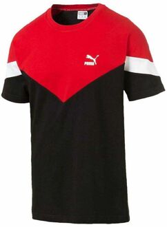 PUMA Iconic MCS Korte Mouw Crew Neck Rood Zwart Heren T-shirt 595726 01 Zwart/rood