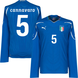 PUMA Italië Authentic Shirt Thuis 2010-2011 (Lange Mouwen) + Cannavaro 5 (Fan Style)