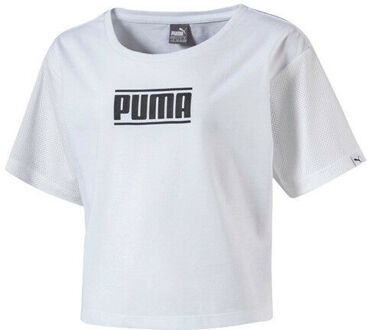 PUMA Kids Style Tee Meisjes Cropped Top T Shirt Wit 594963 02 RW85