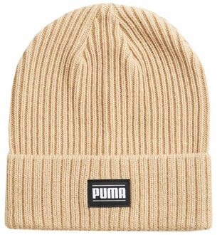 PUMA Klassieke geribde omgeslagen muts voor volwassenen Beige - One size