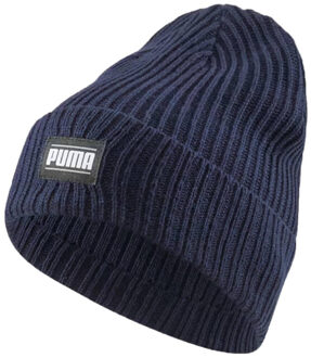 PUMA Klassieke geribde omgeslagen muts voor volwassenen - maat One size Blauw