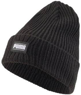 PUMA Klassieke geribde omgeslagen muts voor volwassenen Zwart - One size