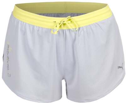 PUMA Knit 3in Split Hardloopshorts Dames-Lichtgrijs,Geel - L