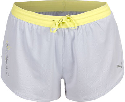 PUMA Knit 3in Split Hardloopshorts Dames-Lichtgrijs,Geel - M