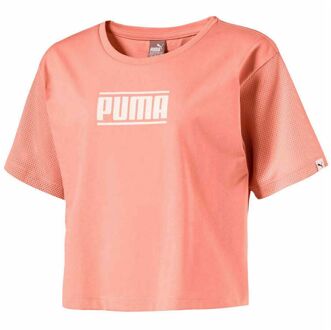 PUMA Korte Mouw Crew Neck Peach Cropped Top 594963 31 Perzik