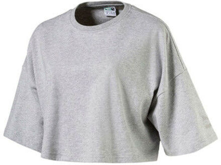 PUMA Korte Mouwen Grijs Crew Hals Dames Crop Top T-shirt Grijs 573154 04 DD22 - EU 47.5 / UK 12