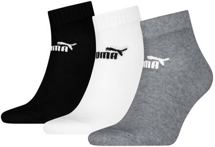 PUMA Kwart enkelsokken voor volwassenen (pak van 3) (Zwart/Wit/Grijs) Zwart en Gebroken Wit